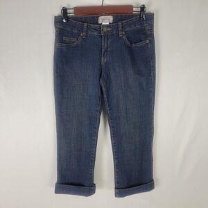 Tex by Max Azria Jeans Womens 8 Blue Denim Low Rise Cuffed Capri Dark Wash 29x20